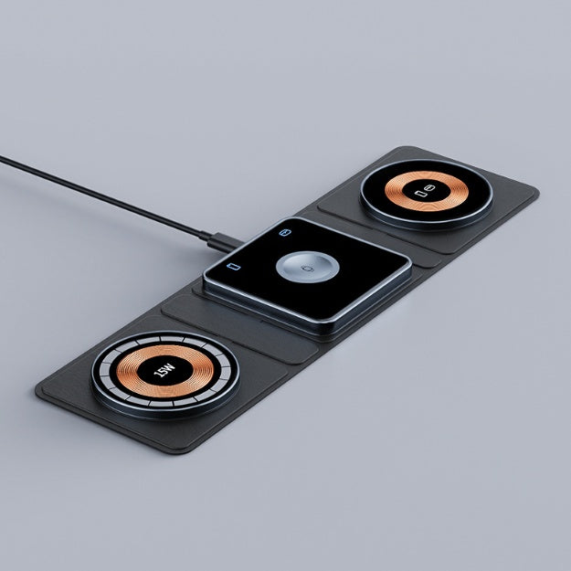 Chargeur Sans Fil Magnétique 3-en-1 Pliable pour iPhone, Apple Watch et AirPods