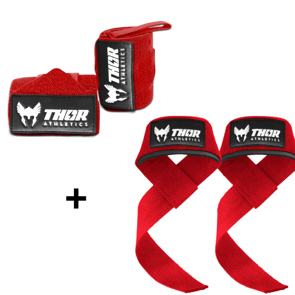 Lifting Straps + Wrist Wraps - Rood