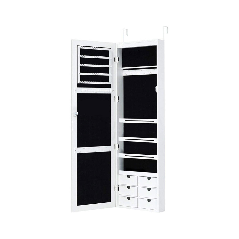 Suport bijuterii de perete cu oglinda si iluminare