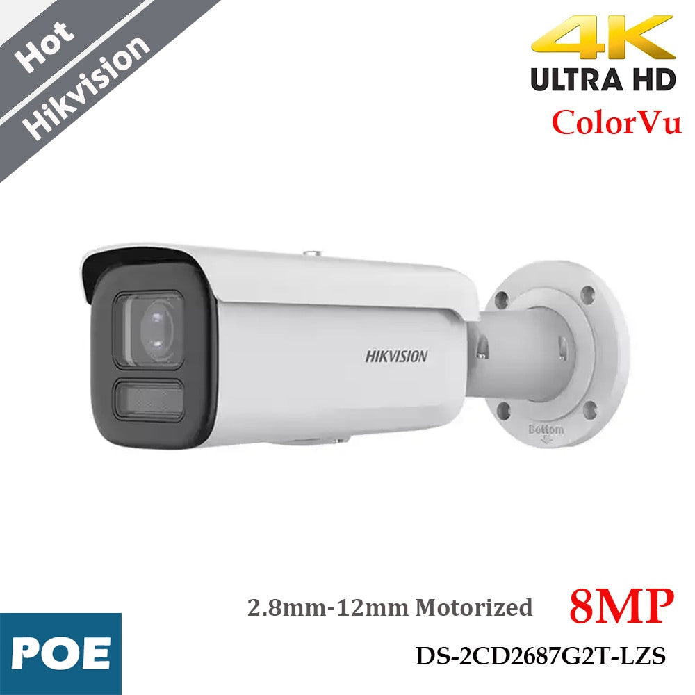Hikvision Original 4K ColorVu Motorized 2.8-12mm IP Camera DS-2CD2687G2T-LZS-0