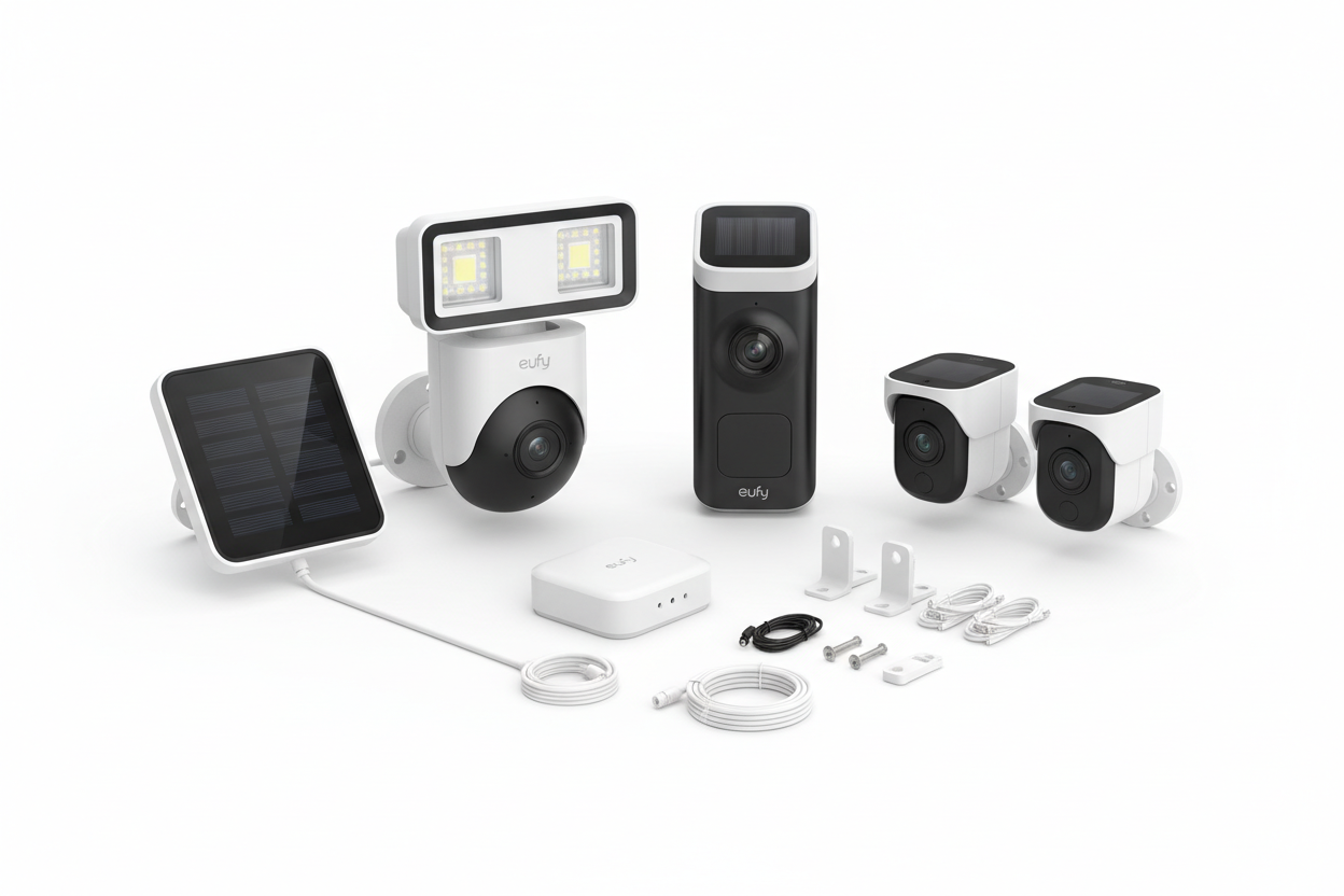 Kit complet de caméras Eufy avec panneaux solaires